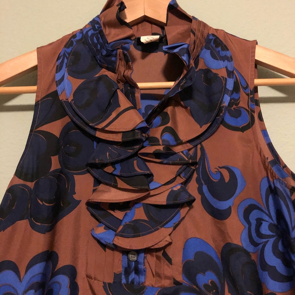 J. Crew Silk Ruffle Top - Size 2 - Picture 2 of 4